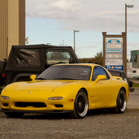 Yellow 1993 Mazda RX-7 on Black CCW Classic