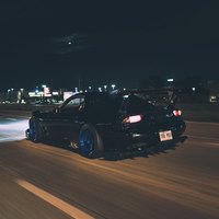 Black 1993 Mazda RX-7 on Blue Volk Racing TE37