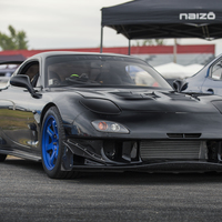 Black 1993 Mazda RX-7 on Blue Volk Racing TE37