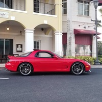 Red 1993 Mazda RX-7 on Gray Advan Racing GT