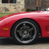 Red 1993 Mazda RX-7 on Gray Advan Racing GT