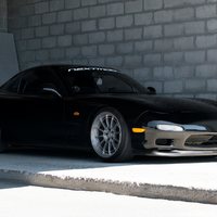 Black 1992 Mazda RX-7 on Gray Enkei NT03+M