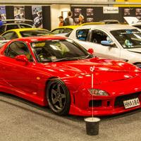 Red 1992 Mazda RX-7 on Brown Rota Grid-V
