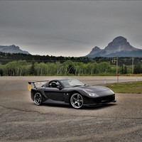 Black 1996 Mazda RX-7 on Gray Advan Racing GT