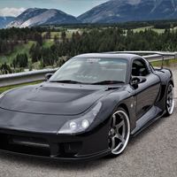 Black 1996 Mazda RX-7 on Gray Advan Racing GT