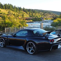 Black 1996 Mazda RX-7 on Gray Advan Racing GT