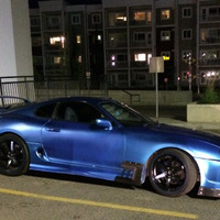 Blue 1993 Toyota Supra on Black Volk Racing TE37