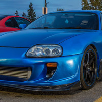 Blue 1993 Toyota Supra on Black Volk Racing TE37