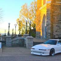 White 1989 Toyota Supra on Black Work Meister S1R