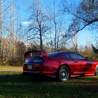 Red 1994 Toyota Supra on Silver/Chrome TSW Snetterton