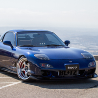 Blue 1993 Mazda RX-7 on Silver/Chrome Work Meister S1R