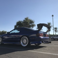 Blue 1987 Mazda RX-7 on Silver/Chrome BBS LM