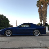 Blue 1987 Mazda RX-7 on Silver/Chrome BBS LM