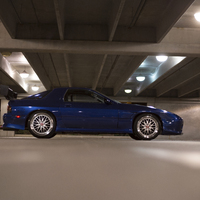 Blue 1987 Mazda RX-7 on Silver/Chrome BBS LM