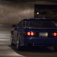 Blue 1987 Mazda RX-7 on Silver/Chrome BBS LM