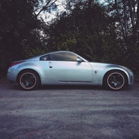 Silver/Chrome 2003 Nissan 350Z on Black Rota GTR-D