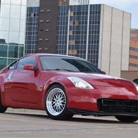 Red 2006 Nissan 350Z on Silver/Chrome ESR SR05