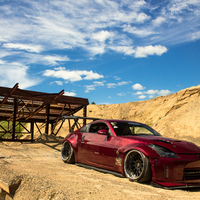 Red 2007 Nissan 350Z on Black Napre Japan Medusa