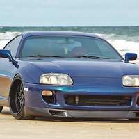Blue 1995 Toyota Supra on Black Work Rezax II