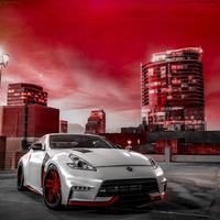 White 2012 Nissan 370Z on Red Platinum Design Forged D-57