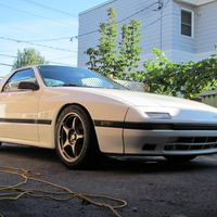 White 1986 Mazda RX-7 on Bronze 5zigen FN01R-C