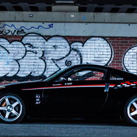 Black 2005 Nissan 350Z on Silver/Chrome Nismo LM GT4