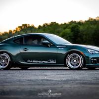 Green 2013 Subaru BRZ on Silver/Chrome Rota Retro2
