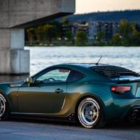 Green 2013 Subaru BRZ on Silver/Chrome Rota Retro2