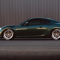 Green 2013 Subaru BRZ on Silver/Chrome Rota Retro2