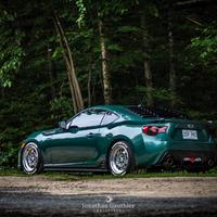 Green 2013 Subaru BRZ on Silver/Chrome Rota Retro2