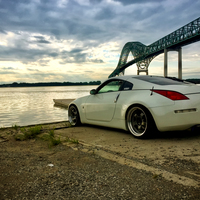 White 2003 Nissan 350Z on Gray Varrstoen ES6