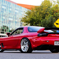 Red 1993 Mazda RX-7 on Silver/Chrome Work Meister S1R