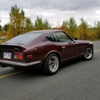 Red 1971 Datsun 240Z on Silver/Chrome Advan Racing Oni