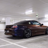 Purple 1999 Nissan Silvia on Silver/Chrome Rota GTR-D