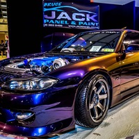 Purple 1999 Nissan Silvia on Silver/Chrome Rota GTR-D