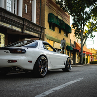 White 1995 Mazda RX-7 on Gray Volk Racing TE37