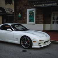 White 1995 Mazda RX-7 on Gray Volk Racing TE37