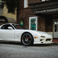 White 1995 Mazda RX-7 on Gray Volk Racing TE37