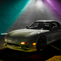 White 1995 Mazda RX-7 on Gray Volk Racing TE37