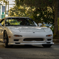 White 1995 Mazda RX-7 on Gray Volk Racing TE37