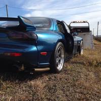 Blue 1993 Mazda RX-7 on Gray Volk Racing TE37V