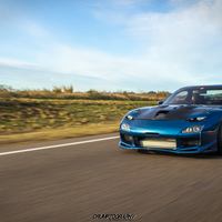 Blue 1993 Mazda RX-7 on Gray Volk Racing TE37V
