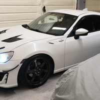 White 2015 Scion FR-S on Black Volk Racing TE37