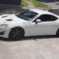 White 2015 Scion FR-S on Black Volk Racing TE37