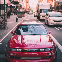 Red 1990 Nissan 240SX on Silver/Chrome Weds Kranze LXZ
