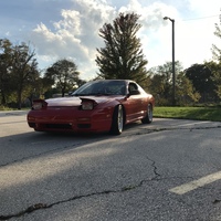 Red 1990 Nissan 240SX on Silver/Chrome BBS LM