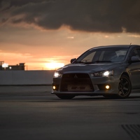 Gray 2013 Mitsubishi Lancer Evolution on Bronze Rota Grid Drift