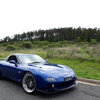 Blue 2000 Mazda RX-7 on Silver/Chrome SSR Professor SP3