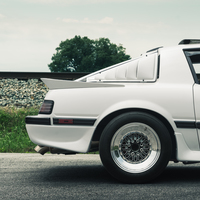 White 1985 Mazda RX-7 on Silver/Chrome Belak Series2