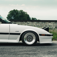 White 1985 Mazda RX-7 on Silver/Chrome Belak Series2